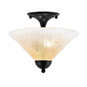 Toltec Lighting Any 2 - Light Flush Mount in  Matte Black with 12" Amber Crystal Shade - 1 of 1