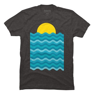 Men's Design By Humans Sunset Waves By clingcling T-Shirt