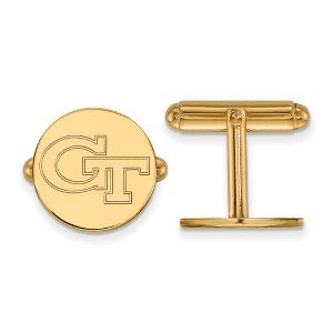 Black Bow Jewelry 14k Yellow Gold Plated Sterling Silver Georgia Tech Yellow Jackets NCAA Cuff Links - 1 of 3