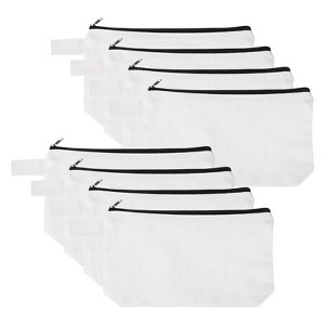 Unique Bargains Canvas Plain Zipper Toiletry Makeup Organizing Bags 8 Pcs - 1 of 4