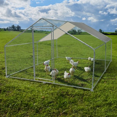 Large Silver Steel and Nylon Chicken Coop with Lockable Door