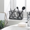 Three Compartment Cosmetic Brush and Pencil Organizer Matte Black - Home Details: Steel Vanity Storage, Spot Clean - 3 of 4