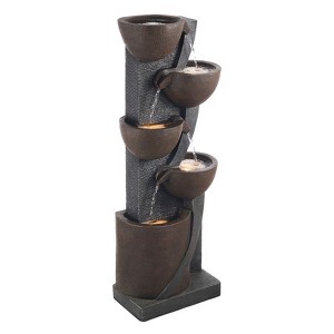 VEVOR Outdoor Water Fountain, 49.61 in Height Fountain and Waterfall,5-Tier Floor Standing Jar-Shaped Cascading Fountains with Light and Pump, Black - 1 of 4