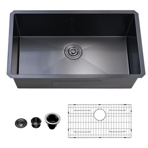PROOX 32 in. Undermount Single Bowl 18 Gauge Stainless Steel Kitchen Sink with Bottom Grids and Basket Strainer - 1 of 4