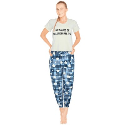JEFFRICO Womens Pajamas For Women V-Neck Short Sleeve 2 Piece Pajamas Set Sleepwear Soft Pajamas
