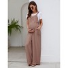 Coolmee Women Casual Maternity Square Neck Sleeveless Straps Wide Leg Long Jumpsuit With Pockets Beach Vacation Outfits - 2 of 4