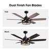 Siljoy 60-in Indoor Matte Black Layered Caged Ceiling Fan with Light Kit Reversible Blades and Remote Included (6 Big Blades and Dual Colors) - 3 of 4