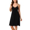 cheibear Women's V Neck Lace Trim Solid Color Pajama Sleepdress Nightgown - 2 of 4