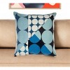 20" Blue and Ivory Geometric Cotton Throw Pillow  With Embroidery - 2 of 4