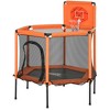 Qaba 48" Trampoline for kids, Toddler Trampoline Indoor Outdoor with Safety Enclosure Net, Basketball Hoop, Orange - 4 of 4