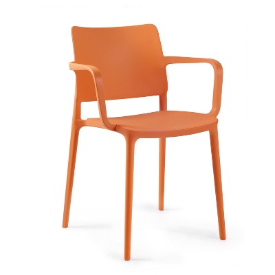 Orange Modern Plastic Resin Stacking Patio Dining Chairs Set