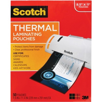 Scotch Thermal Laminating Pouch, 8-9/10 x 11-2/5 Inches, 3 mil Thick, pk of 50