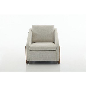 XINGHANZHENXUAN Modern Upholstered Armchair with Wooden Side Frame, Accent Leisure Chair for Living Room & Bedroom - 1 of 4