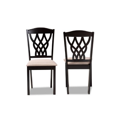 Sand Leather & Dark Brown Wood Low Side Chair with Cane Accent