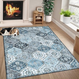 Washable Rugs Vintage Oriental Area Rug Indoor Floor Carpet Non Slip Non Shedding Rug for Bedroom Living Room - 1 of 4