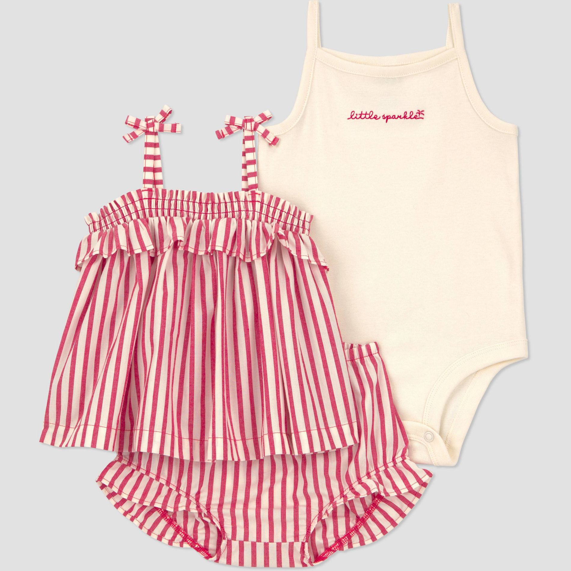 Carter's Just One You® Baby Girls' 3pc Striped Americana Tank Top with Bodysuit and Bloomer Set - Ivory/Red