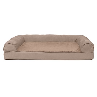 Large Almondine Orthopedic Suede Sofa-Style Pet Bed