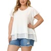 Agnes Orinda Women's Plus Size V Neck Short Flare Sleeve Double Layers Chiffon Casual Summer Blouses - 2 of 4