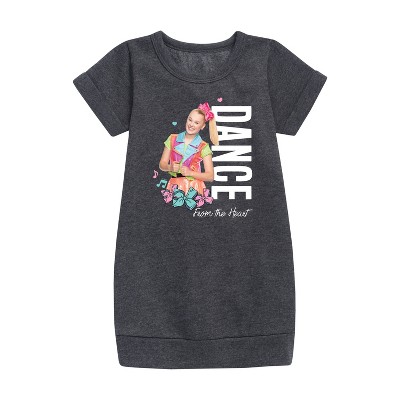 JoJo Siwa Dance From the Heart Graphic Short Sleeve Fleece Dress - Heather Charcoal - 5T