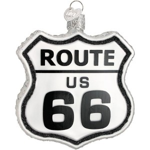 Old World Christmas Glass Blown Ornament, Historic Route Sign - 1 of 3