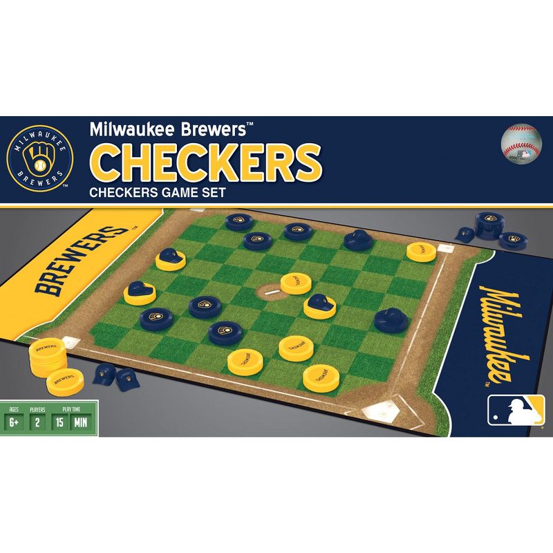 MasterPieces Officially licensed MLB Milwaukee Brewers Checkers Board Game for Families and Kids ages 6 and Up, 1 of 7
