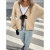 Women's Casual Knit Cardigan Front Tie Bell Long Sleeves Open Front Lightweight Sweater Cardigan - 3 of 4