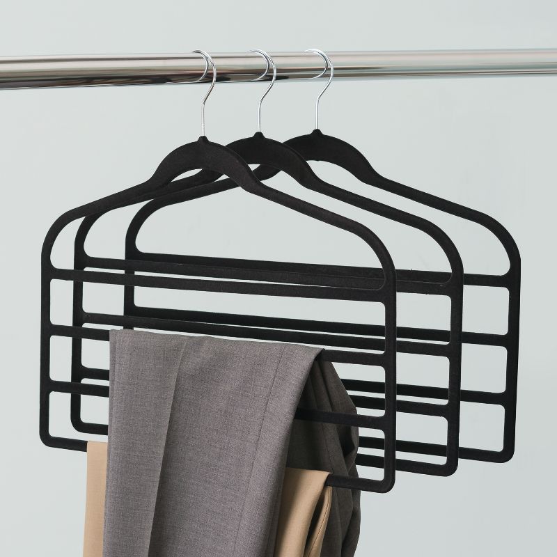 Home Basics Velvet Trouser Hanger, (Pack of 3), Black, 5 of 6