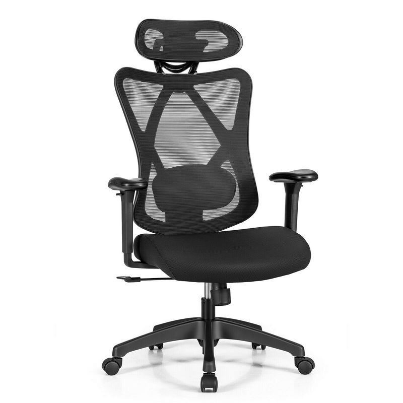 Costway Reclining Mesh Office Chair Swivel Chair w/ Adjustable Lumbar Support, 1 of 11