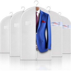 5 Pack 40-inch Black Garment Bags, Hanging Suit Covers with Transparent Window for Travel - 1 of 4