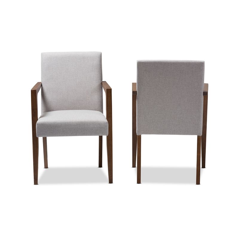 Set of 2 Andrea Mid - Century Modern Upholstered Wooden Armchair - Grayish Beige - Baxton Studio, 3 of 8