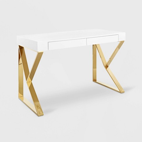 Adjacent Desk White Gold - Modway : Target