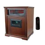 Lifesmart LifePro 1500W Portable Electric Infrared Quartz Space Heater for Indoor Use with 4 Heating Elements and Remote Control, Brown Oak Wood