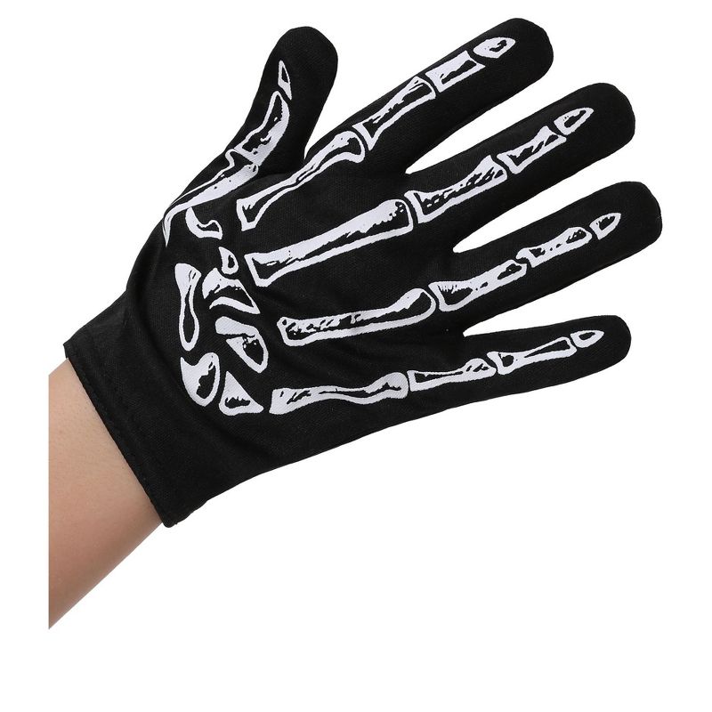 HalloweenCostumes.com   Kid's Skeleton Gloves, Black/White, 1 of 2
