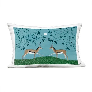 Stupell Industries Gazelles Greeting Symmetry Outdoor Decorative Throw Pillow, 14 x 20 - 1 of 3