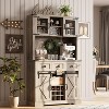 72" Kitchen Pantry Storage Cabinet with Hutch and Sliding Barn Door, Farmhouse Tall Buffet Cabinet with Drawers - 3 of 4
