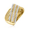 Ross-Simons 0.50 ct. t.w. Diamond Beaded Crisscross Ring in 18kt Gold Over Sterling - 3 of 4