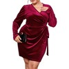 WhizMax Women's Plus Size Dress Velvet Dress Long Sleeve Party Dress Sexy Wrap V Neck Wrap Bodycon Dress for Cocktail - 4 of 4