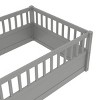 TopComfy Beds Twin Floor Bed Frame with Fence Wooden children  floor bed Wood Kids Floor Beds Frame for Kids, Gray, 78.94"*13.78"*6.5" - 4 of 4
