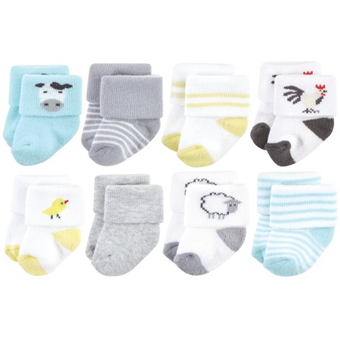 Hudson Baby Unisex Baby Cotton Rich Newborn And Terry Socks, Farm : Target