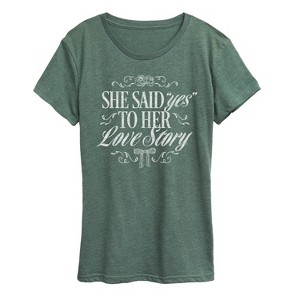 Women's - Instant Message - Yes To Her Love Story Short Sleeve Graphic T-Shirt - 1 of 4