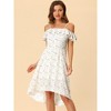 Allegra K Women's Spaghetti Straps Ruffled Sleeves Asymmetrical High Low Floral Midi Sundresses - 2 of 4