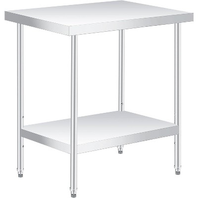 Stainless Steel Table, Heavy Duty Worktable with Adjustable Undershelf, 2 Tier Metal Prep Table