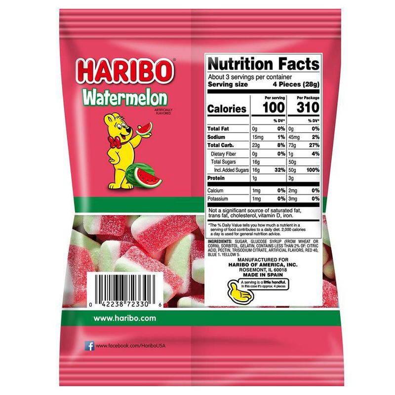 Haribo Watermelon Soft &#38; Sweet Gummy Candy - 3.1oz, 2 of 5