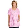Collections Etc Seersucker Checkered Pattern Snap Front Top with Pockets, Lightweight Short-Sleeve Scoop Neckline Shirt - 2 of 4