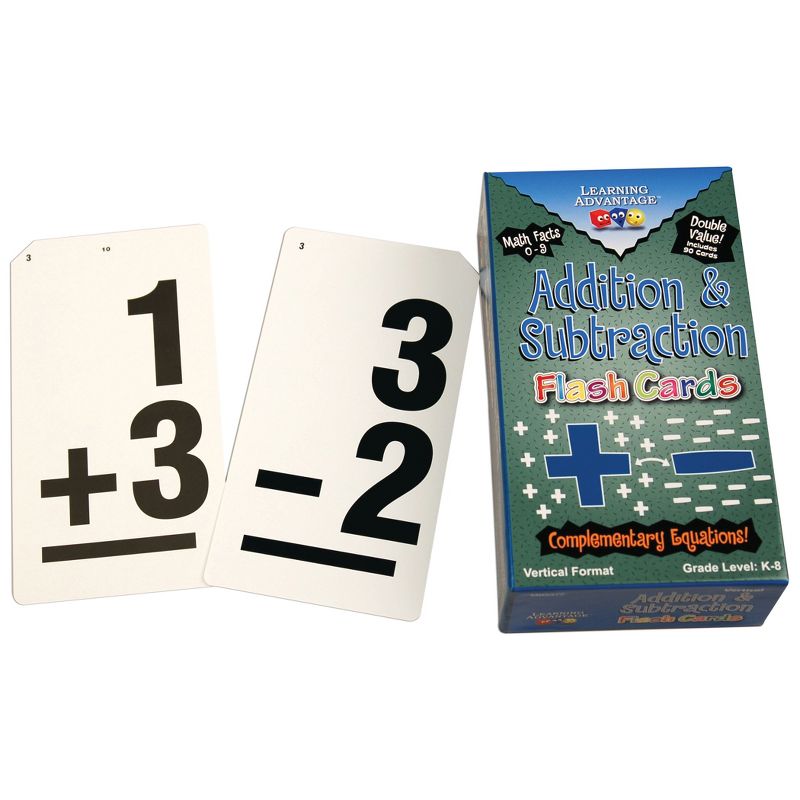 Learning Advantage Double-Value Vertical Flash Cards, Addition & Subtraction Set, Set of 81, 1 of 4