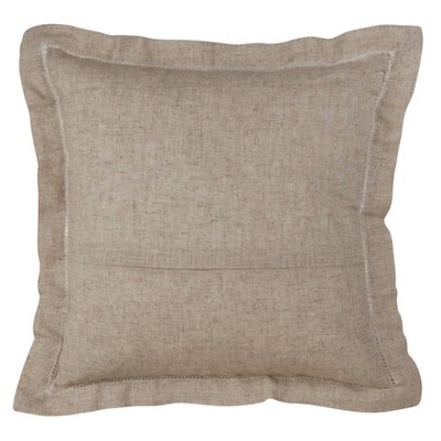 Natural Hemstitch Down Filled Square Throw Pillow