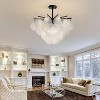 Ludomide 24" Modern Black Chandelier, 9 Light Glass Chandelier For Dining Room, Coastal Modern Capiz Ceiling Chandelier Light Fixture - 2 of 4