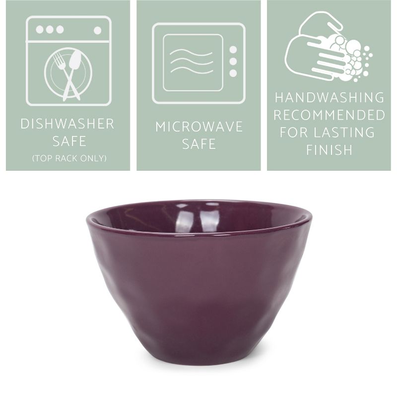 Elanze Designs Dimpled Ceramic 5.5 inch Contemporary Serving Bowls Set of 4, Purple, 2 of 7