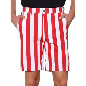 Lars Amadeus Men's Summer Flat Front Color Block Striped Chino Shorts - 1 of 4