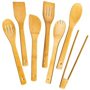 Itopfox 7-Piece Bamboo Wooden Cooking Utensils Set, Nonstick Kitchen Spatula Spoon, Healthy Wooden Spoons for Cooking, Serving, Mixing - 1 of 4